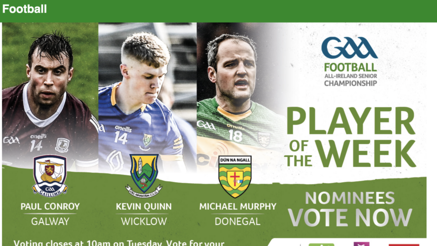 Michael Murphy nominated for Player of the Week and 4 Donegal players on the GAA Team of the Week – Comhghairdeas both Michaels, Shaun and Brendan and
