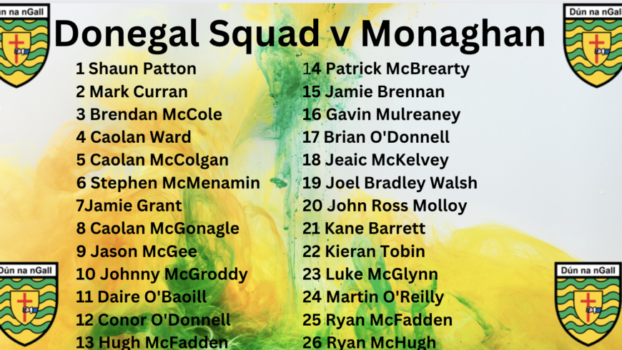 Donegal Squad v Monaghan as per the Match Programme