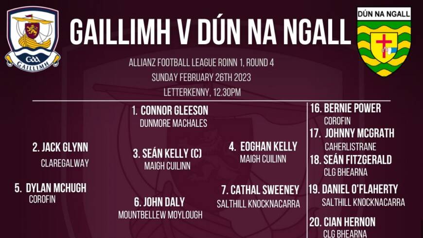 Galway team named for Allianz League Fixture in Letterkenny