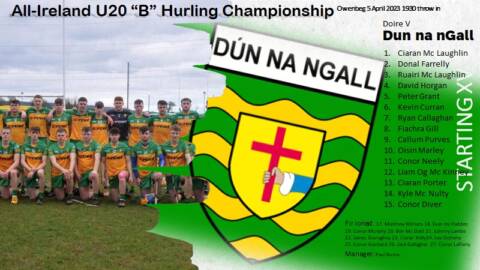 U20B Hurling Quarterfinal – Derry v Donegal in Owenbeg, April 5 7:30 pm